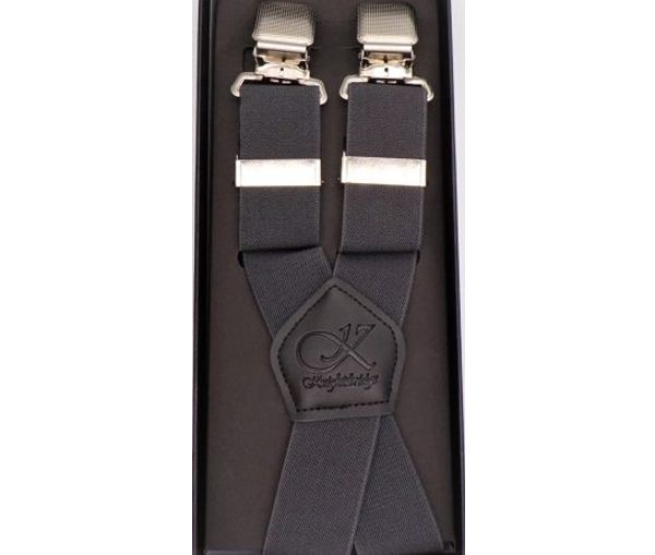 Big Mens Extra Long Clip On Braces, Kensington -  Charcoal