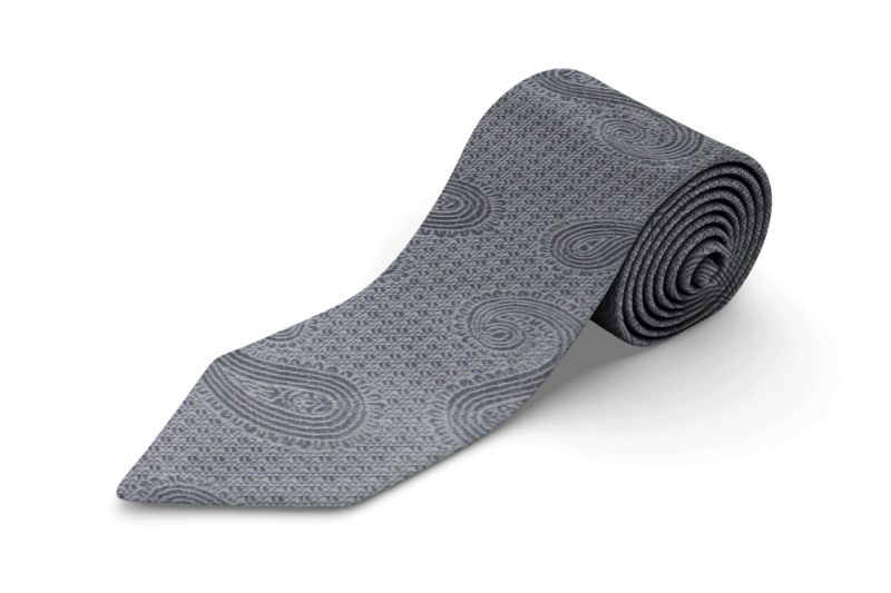 Big Mens Extra Long Paisley Tie, Kensington - Silver