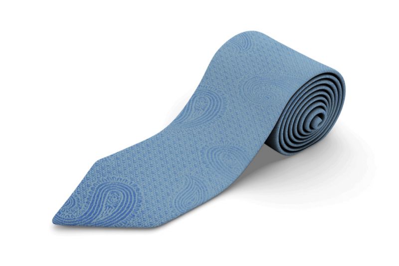 Extra Long Paisley Tie, Kensington - Sky Blue