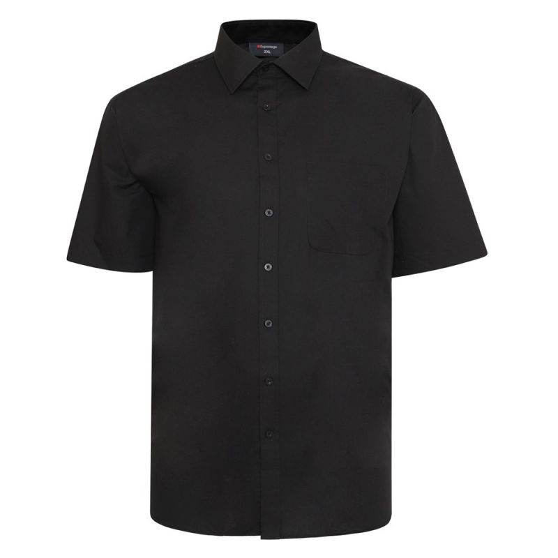 Espionage Short Sleeved Formal Shirt - Black 2XL - 8XL