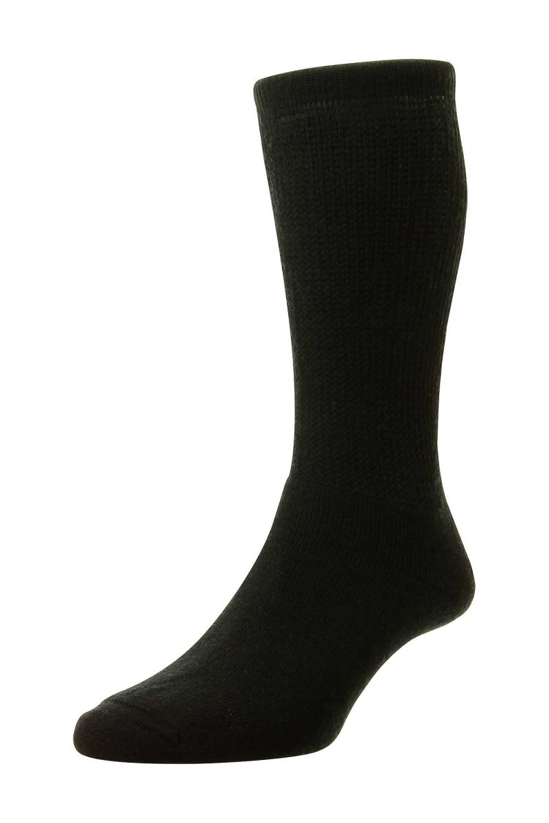 hj hall hj1351/diabetic sanitized cotton diabetic socks black