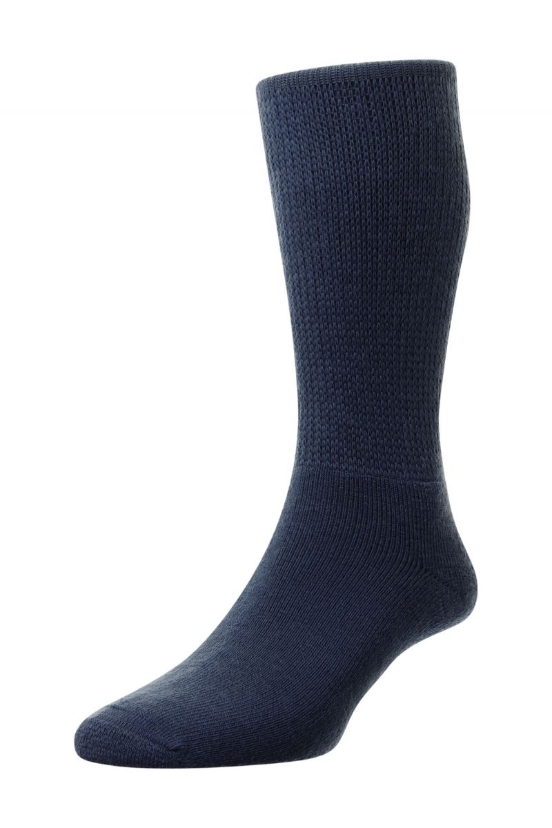 hj hall hj1351/diabetic sanitized cotton diabetic socks navy