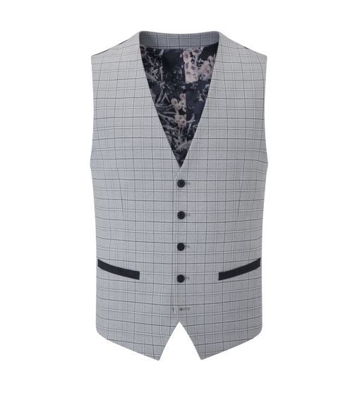 Big Mens Brook Check Waistcoat, Skopes - Grey 50 - 62