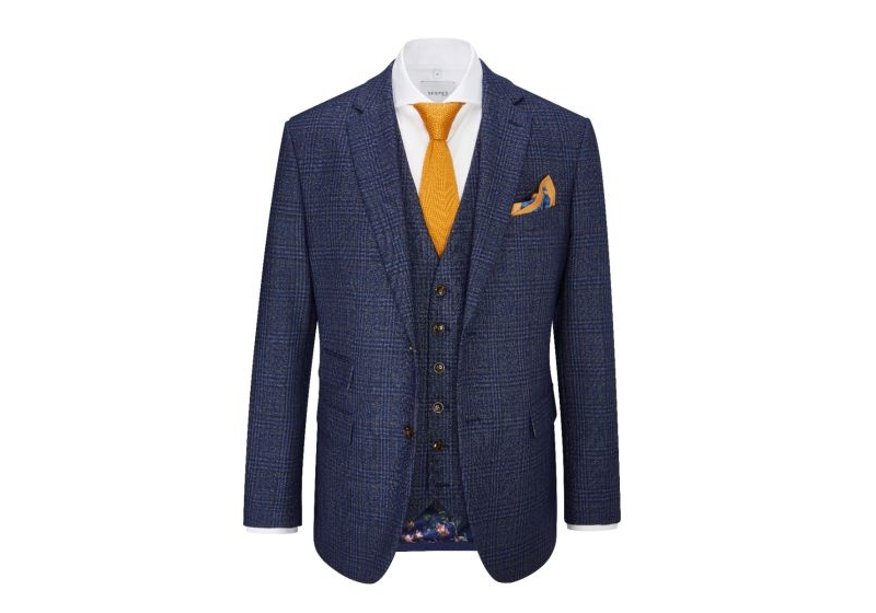 skopes woolf checked suit jacket navy