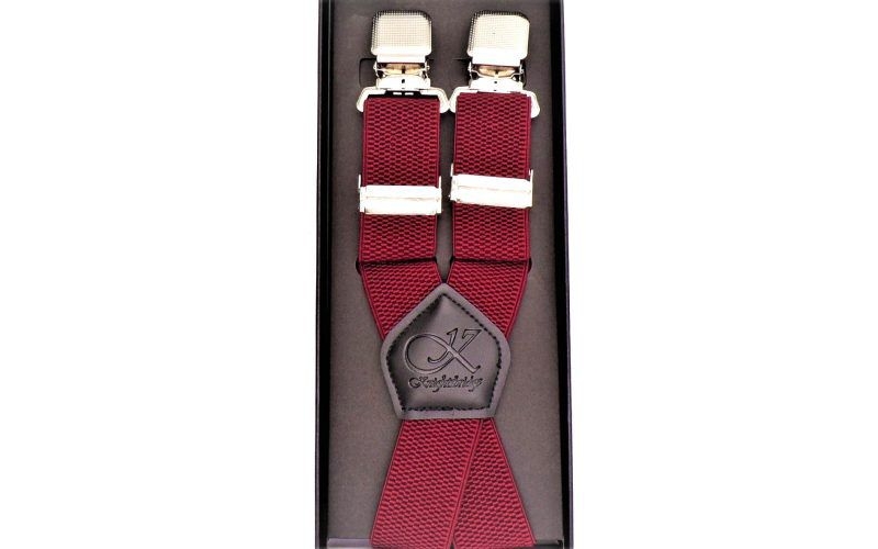 big mens extra long clip on braces, kensington - burgundy