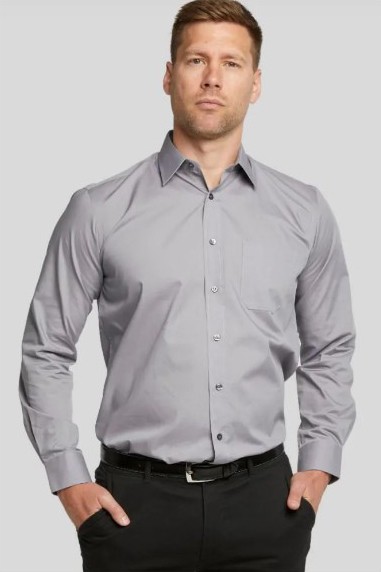 Double Two Big Mens Long Sleeve Shirt | Grey