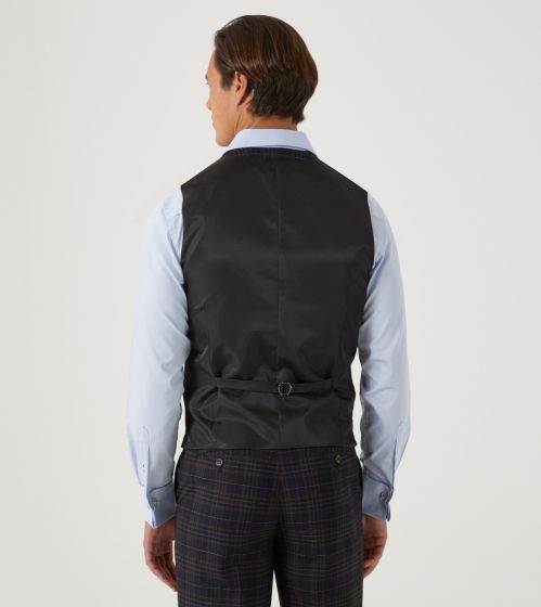 Skopes Alton Check Suit Waistcoat Brown