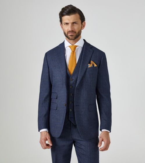 Skopes Woolf Checked Suit Jacket Navy