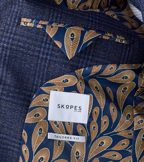 Skopes Woolf Checked Suit Jacket Navy