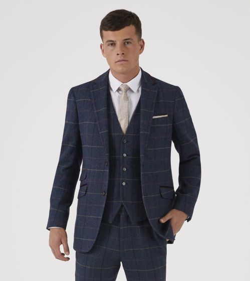 Skopes Doyle Checked Suit Jacket Navy