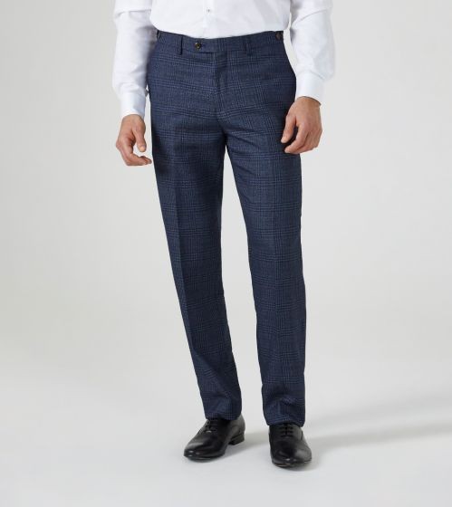 Skopes Woolf  Check Suit Trousers Navy