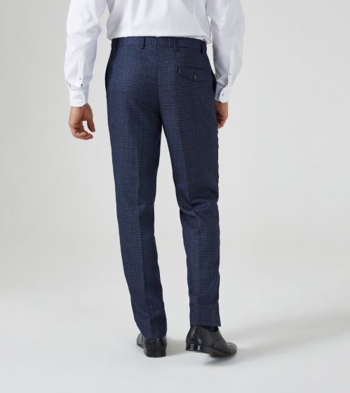 Skopes Woolf  Check Suit Trousers Navy