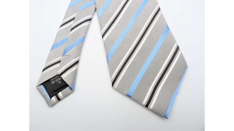 extra long stripe tie, kensington - grey