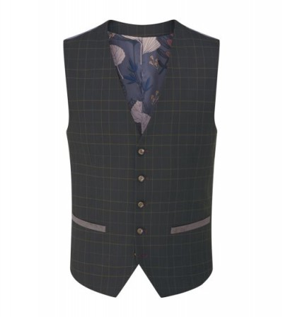 skopes casey big mens waistcoat | check | olive