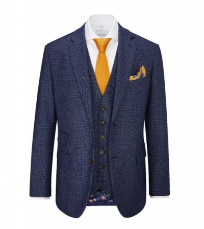 skopes woolf checked suit jacket navy